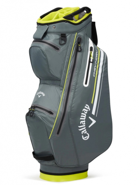 Callaway Chev 14 Dry Cartbag 2023 - Charcoal/Flo Yellow i gruppen Golfbagar / Vagnbagar hos Tee Two Green AB (5123098)