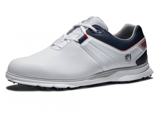 Footjoy Mens Pro SL Medium - White/Navy/Red i gruppen Golfskor / Golfskor Herr hos Tee Two Green AB (53074)