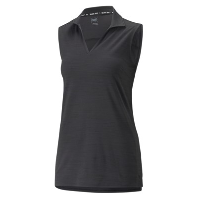 Puma Womens Cloudspun Coast Sleeveless Polo - Black Heather i gruppen Golfklder / Golfklder Dam / Piktrjor hos Tee Two Green AB (532992-002)