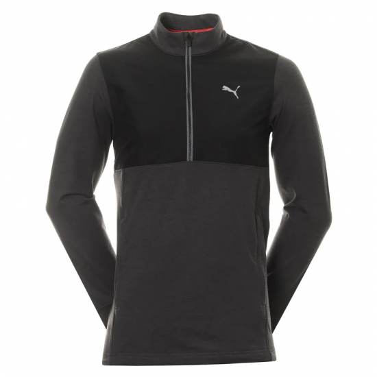 Puma Mens Cloudspun WRMLBL 1/4 Zip - Black i gruppen Golfklder / Golfklder Herr / Jackor/Vstar hos Tee Two Green AB (537066-001)