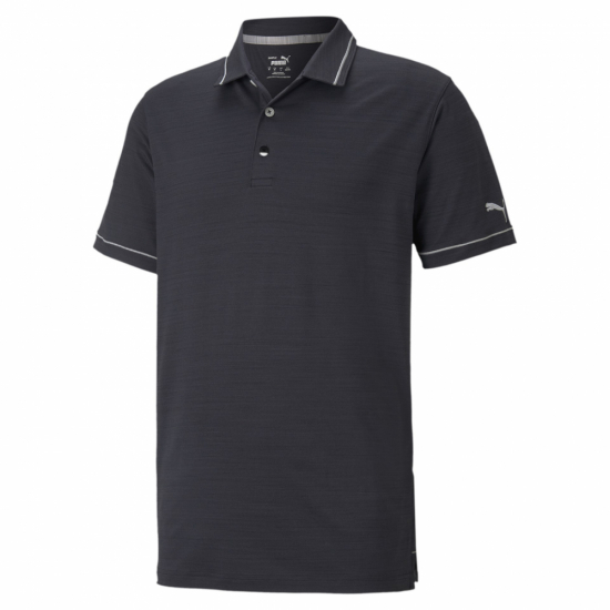 Puma Mens Cloudspun Monarch Polo - Black Heather i gruppen Golfklder / Golfklder Herr / Piktrjor hos Tee Two Green AB (599117-001)