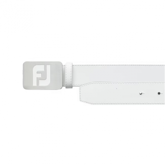 Footjoy Mens FJ Leather Smooth Belt - White i gruppen Golfklder / Strumpor/Blten hos Tee Two Green AB (69355)