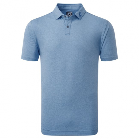 Footjoy Mens Heather Self Collar Lisle - Cobalt i gruppen Golfklder / Golfklder Herr / Piktrjor hos Tee Two Green AB (80142)