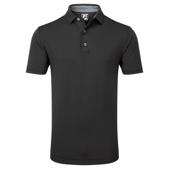 Footjoy Mens Stretch Lisle Dot Print - Black/Charcoal i gruppen Golfklder / Golfklder Herr / Piktrjor hos Tee Two Green AB (81676)