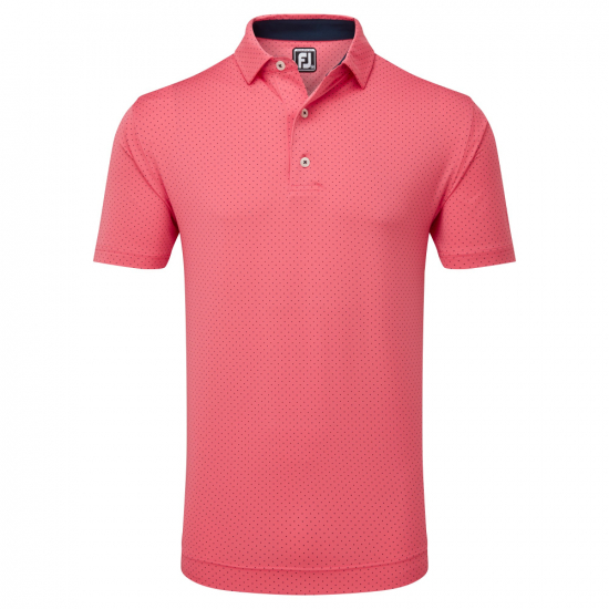 Footjoy Mens Stretch Lisle Dot Print - Coral Red i gruppen Golfklder / Golfklder Herr / Piktrjor hos Tee Two Green AB (81677)