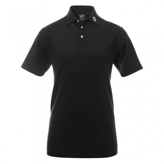 Footjoy Mens Stretch Pique Solid - Black i gruppen Golfklder / Golfklder Herr / Piktrjor hos Tee Two Green AB (91822)