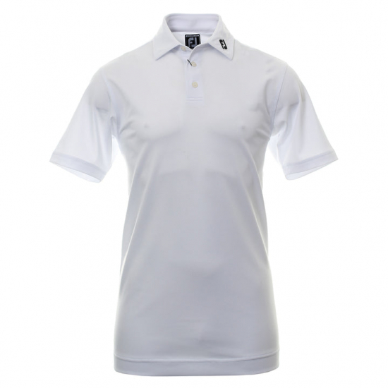 Footjoy Mens Stretch Pique Solid - White i gruppen Golfklder / Golfklder Herr / Piktrjor hos Tee Two Green AB (91823)