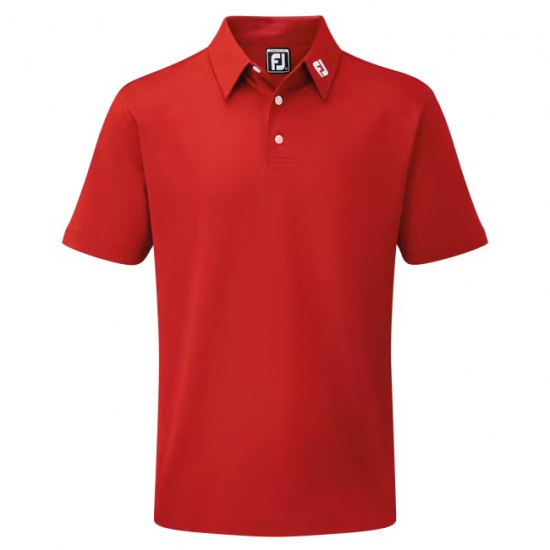 Footjoy Mens Stretch Pique Solid - Red i gruppen Golfklder / Golfklder Herr / Piktrjor hos Tee Two Green AB (91825)