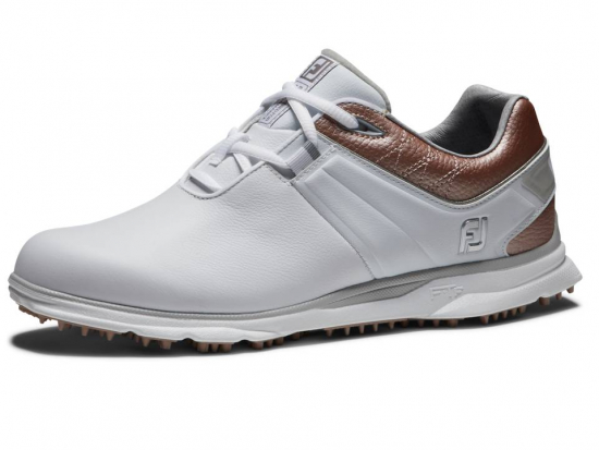 Footjoy Womens Pro SL Medium - White/Rose Gold i gruppen Golfskor / Golfskor Dam hos Tee Two Green AB (98140)