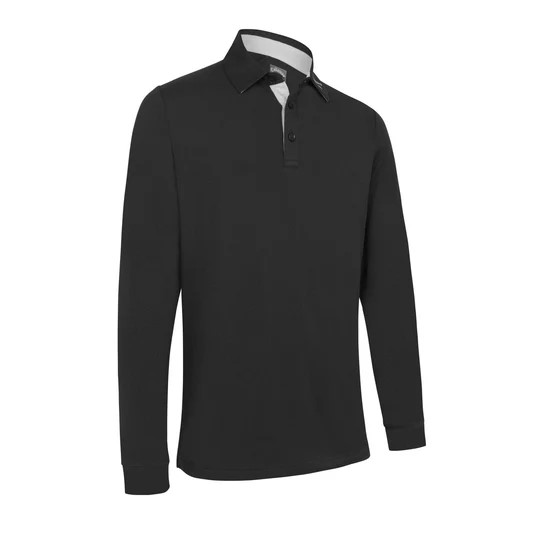 Callaway Mens Long Sleeve Performance Polo - Caviar i gruppen Golfklder / Golfklder Herr / Trjor hos Tee Two Green AB (CGKFC058-002)