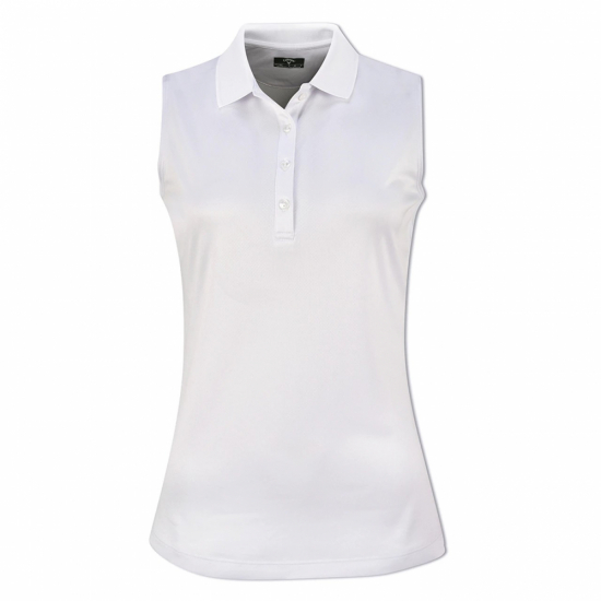 Callaway Womens Sleeveless Knit Polo - Brilliant White i gruppen Golfklder / Golfklder Dam / Piktrjor hos Tee Two Green AB (CGKSA0A4-123)