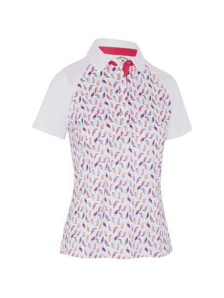 Callaway Womens Birdie and Eagle Print Polo - Brilliant White i gruppen Golfklder / Golfklder Dam / Piktrjor hos Tee Two Green AB (CGKSE010-123)