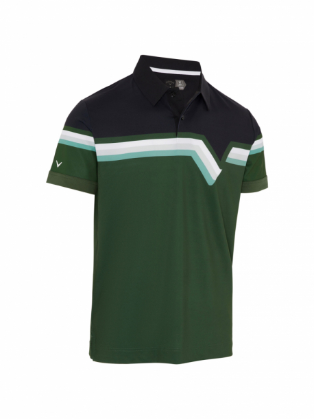 Callaway Mens X-Series Racer Chev Block Polo - Black Forest i gruppen Golfklder / Golfklder Herr / Piktrjor hos Tee Two Green AB (CGKSE082-303)