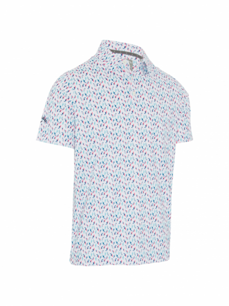 Callaway Mens All Over Birdie Print Shirt - Bright White i gruppen Golfklder / Golfklder Herr / Piktrjor hos Tee Two Green AB (CGKSE096-100)