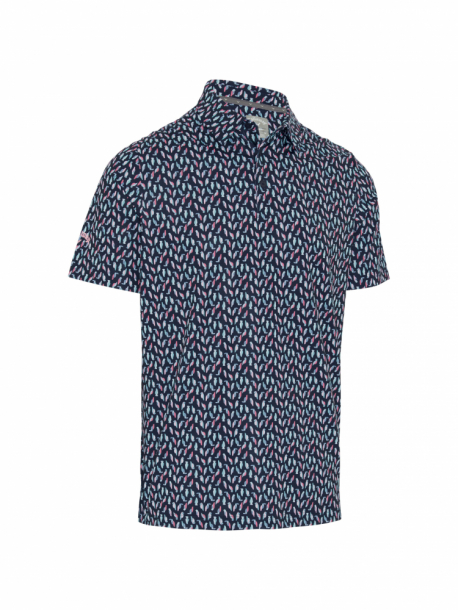 Callaway Mens All Over Birdie Print Shirt - Peacoat i gruppen Golfklder / Golfklder Herr / Piktrjor hos Tee Two Green AB (CGKSE096-410)