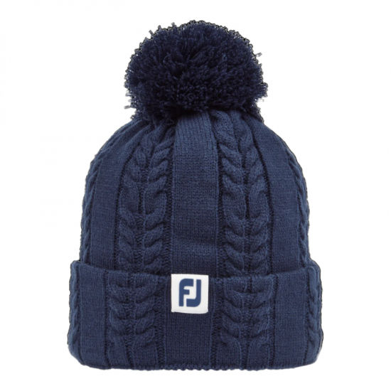 Footjoy Womens Cable Knit Bobble Hat - Navy i gruppen Golfklder / Kepsar hos Tee Two Green AB (FWH22WCB-4N)