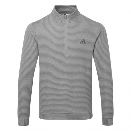 Adidas Mens Ultimate365 DWR Textured 1/4 Zip Sweater - Greythree/White i gruppen Golfklder / Golfklder Herr / Trjor hos Tee Two Green AB (IL0563)