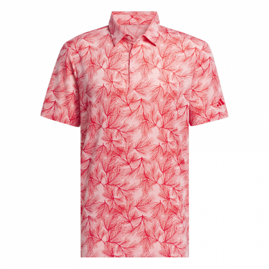 Adidas Mens Ultimate365 Mesh Pine Print Shirt - Semi Pink Spark/Better Scarlet i gruppen Golfklder / Golfklder Herr / Piktrjor hos Tee Two Green AB (IW1408)