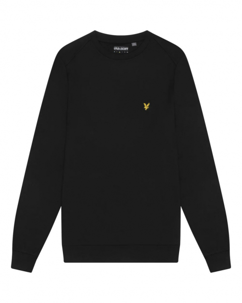 Lyle & Scott Mens Crew Neck Fly Fleece - Jet Black i gruppen Golfklder / Golfklder Herr / Trjor hos Tee Two Green AB (ML2095SP-Z865)