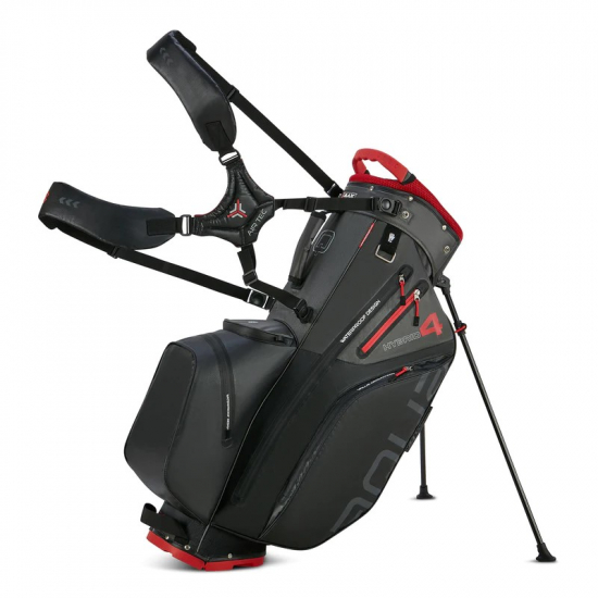 Big Max Aqua Hybrid 4 Standbag - Black/Charcoal/Red i gruppen Golfbagar / Brbagar hos Tee Two Green AB (MX-B24.20.01.05)