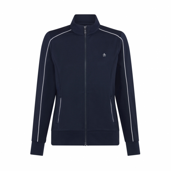 Original Penguin Womens Mock Neck Full-Zip Jacket - Black Iris i gruppen Golfklder / Golfklder Dam / Jackor/Vstar hos Tee Two Green AB (OGJFE048-417)