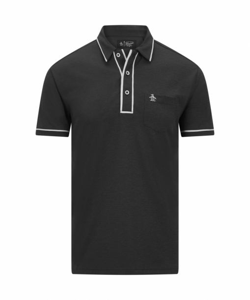 Original Penguin Mens Golf Earl Polo Shirt - Caviar i gruppen Golfklder / Golfklder Herr / Piktrjor hos Tee Two Green AB (OGKSB0B0-001)