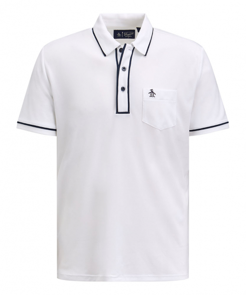 Original Penguin Mens Golf Earl Polo Shirt - Bright White i gruppen Golfklder / Golfklder Herr / Piktrjor hos Tee Two Green AB (OGKSB0B0-118)