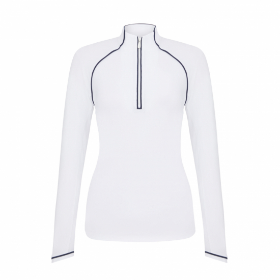 Original Penguin Womens Veronica Sun Production 1/4 Zip - Bright White i gruppen Golfklder / Golfklder Dam / Trjor hos Tee Two Green AB (OGKSC098-118)