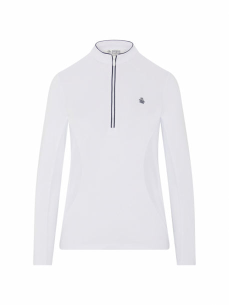 Original Penguin Womens 1/4 Zip Layering Shirt - Bright White i gruppen Golfklder / Golfklder Dam / Trjor hos Tee Two Green AB (OGKSE037-118)