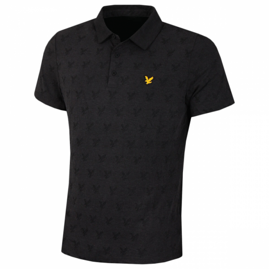 Lyle & Scott Mens Jacquard Polo Shirt - Jet Black Marl i gruppen Golfklder / Golfklder Herr / Piktrjor hos Tee Two Green AB (SP1562G-W155)