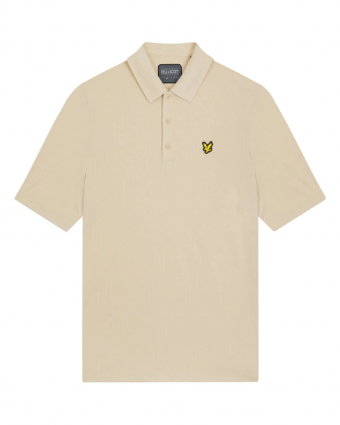 Lyle & Scott Mens Monogram Jacquard Polo Shirt - Sand Dune i gruppen Golfklder / Golfklder Herr / Piktrjor hos Tee Two Green AB (SP2062G-X183)