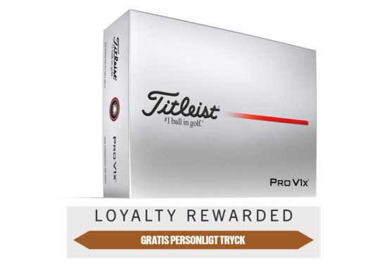 Titleist 2025 Pro V1x - White med personligt tryck (4 dussin) i gruppen Golfbollar / Bollar med personligt tryck hos Tee Two Green AB (T2049S-4DSPT)