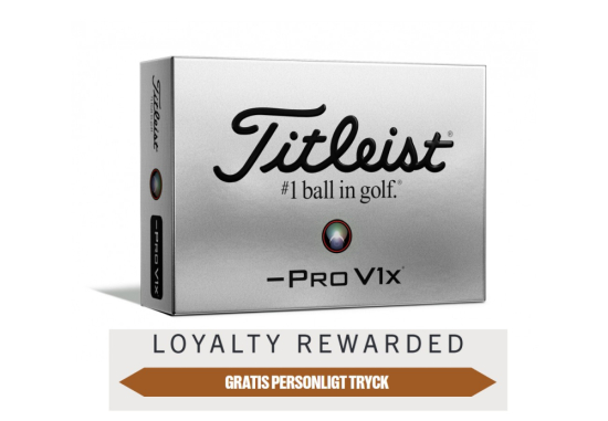 Titleist 2019 Pro V1x Left Dash - White med personligt tryck (4 dussin) i gruppen Golfbollar / Bollar med personligt tryck hos Tee Two Green AB (T204L6S-4DSPT)