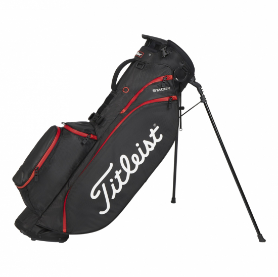 Titleist Players 4 StaDry Standbag 2023 - Black/Black/Red i gruppen Golfbagar / Brbagar hos Tee Two Green AB (TB23SX2-006)