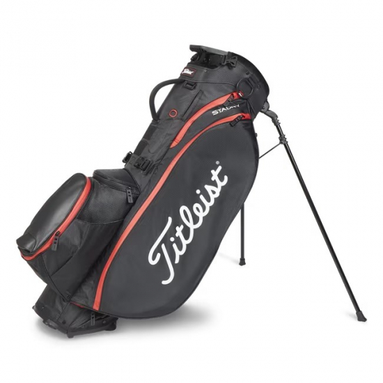 Titleist Players 5 StaDry Standbag - Black/Black/Red i gruppen Golfbagar / Brbagar hos Tee Two Green AB (TB23SX9-006)