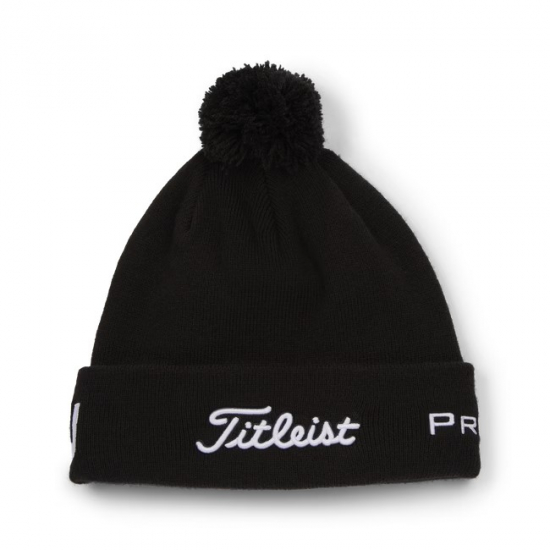 Titleist Tour Pom Pom Beanie - Black/White i gruppen Golfklder / Kepsar hos Tee Two Green AB (TH22WTP-01)